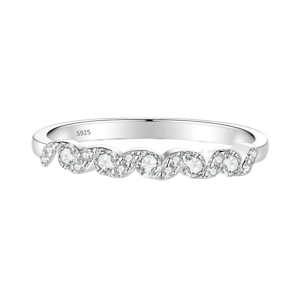 S925 Sterling Silver Moissanite Twisted Rope-Style Ring