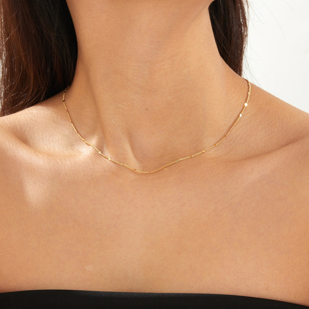 S925 Sterling Silver Gold-Plated Choker Necklace