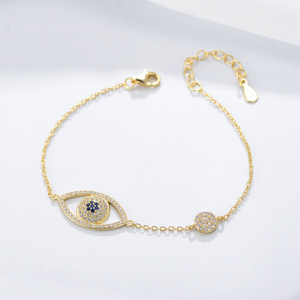 S925 Sterling Silver Devil's Eye Zircon Inlaid Bracelet