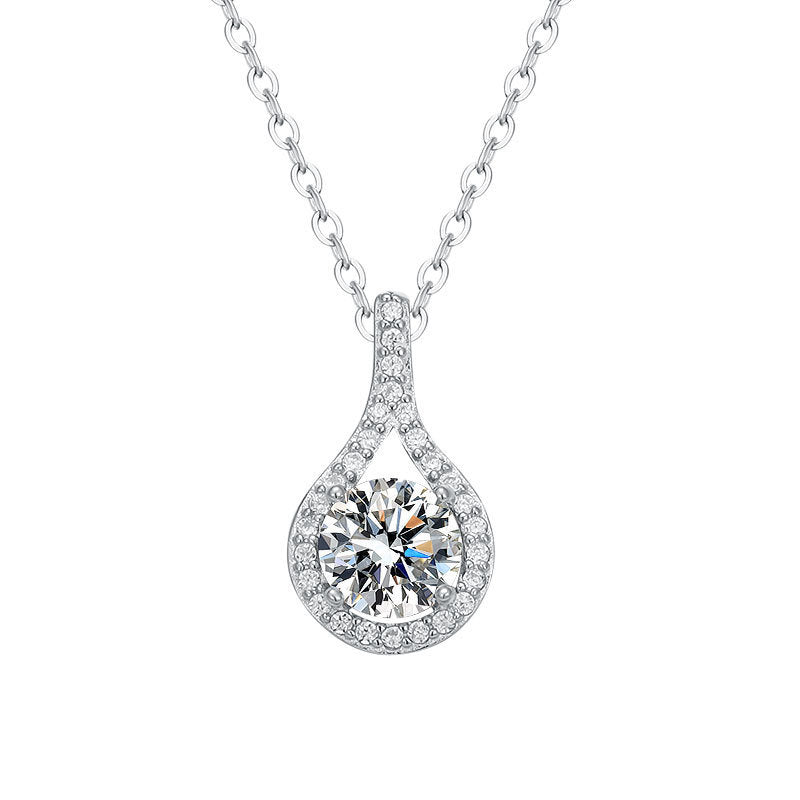 S925 Sterling Silver Moissanite Water Drop Pendant Necklace
