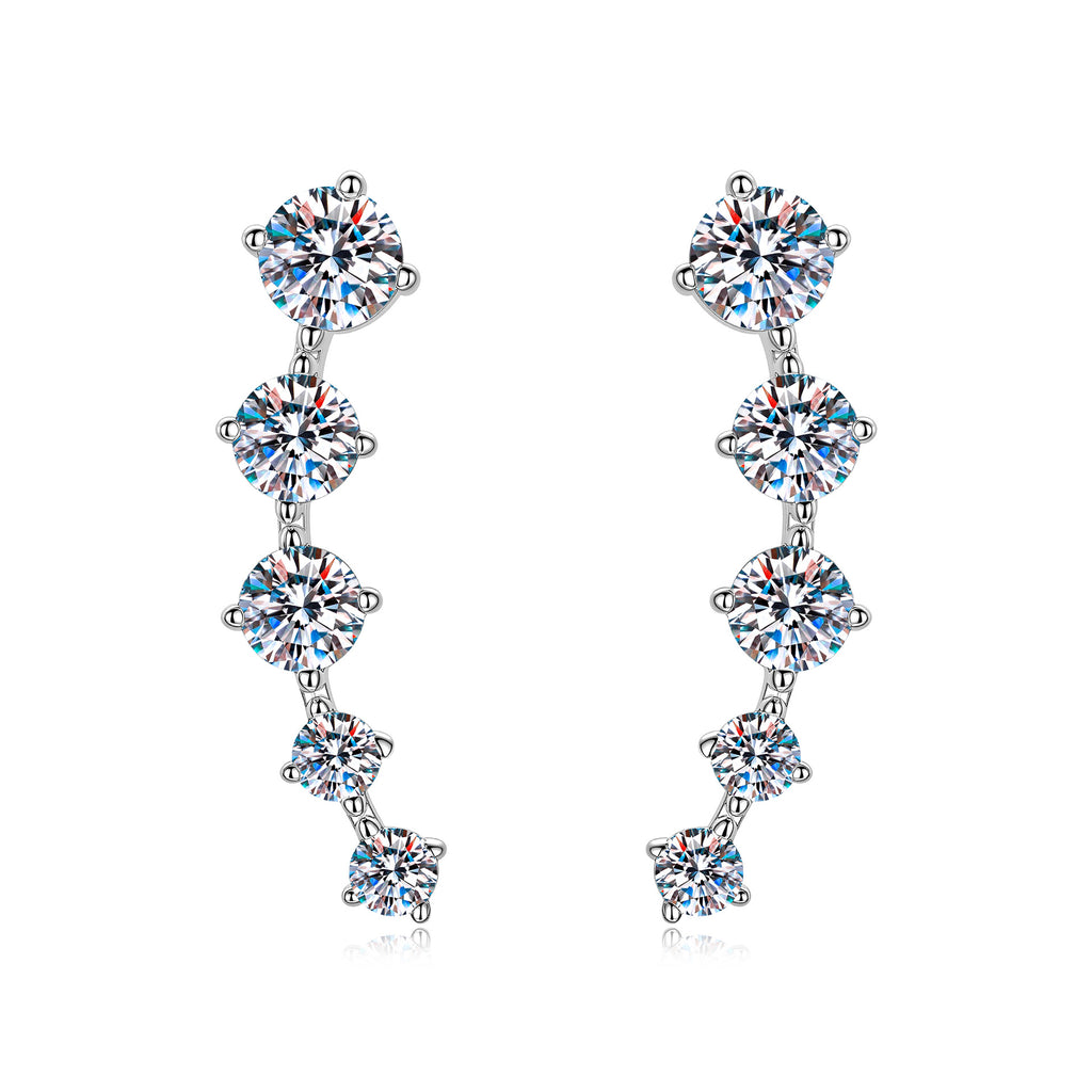 S925 Sterling Silver Curved D-Color Moissanite Stud Earrings
