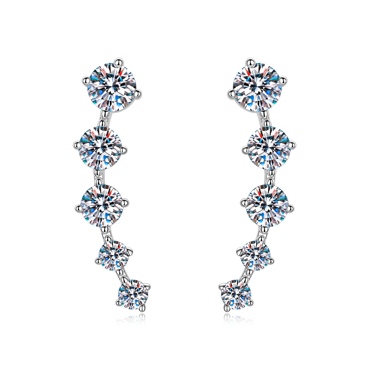 S925 Sterling Silver Curved D-Color Moissanite Stud Earrings