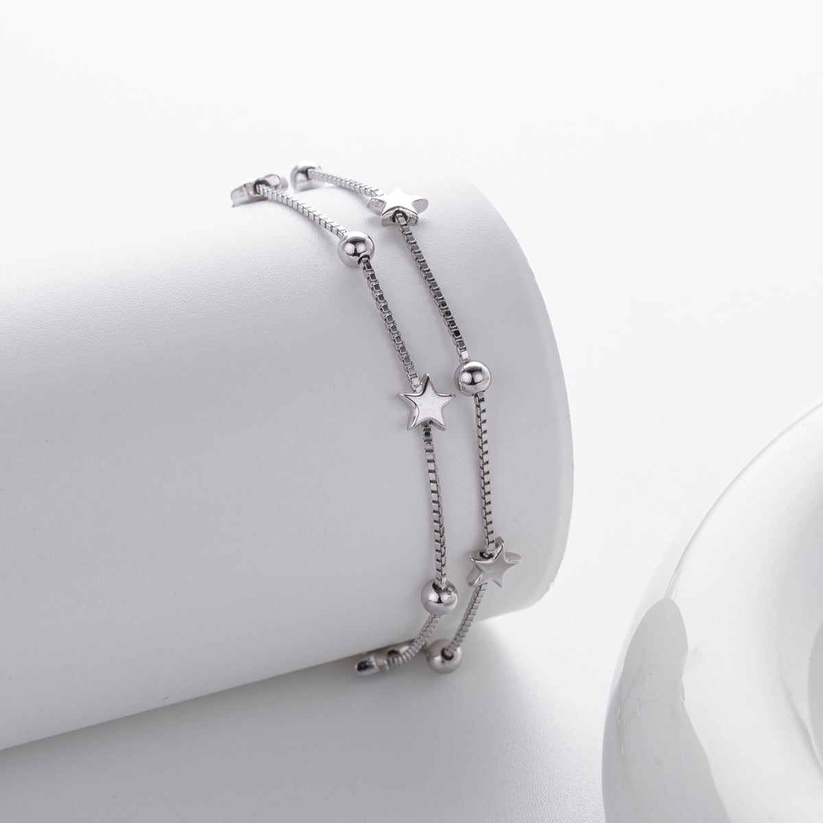 S925 Sterling Silver Double-Layer Bracelet with Small Stars