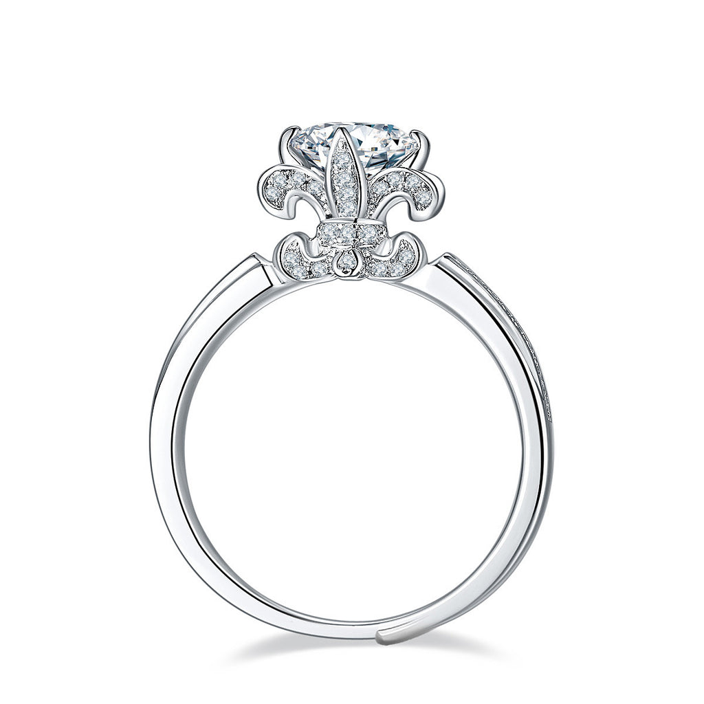 925 Sterling Silver Moissanite Iris Flower Ring