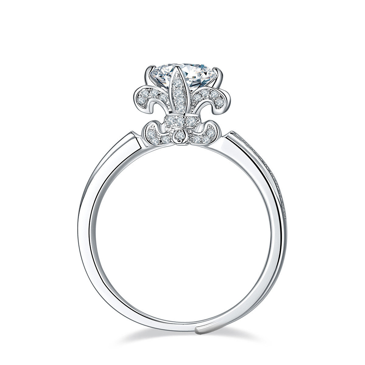 925 Sterling Silver Moissanite Iris Flower Ring