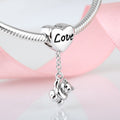 S925 Sterling Silver Loving Heart Couple Bear Pendant