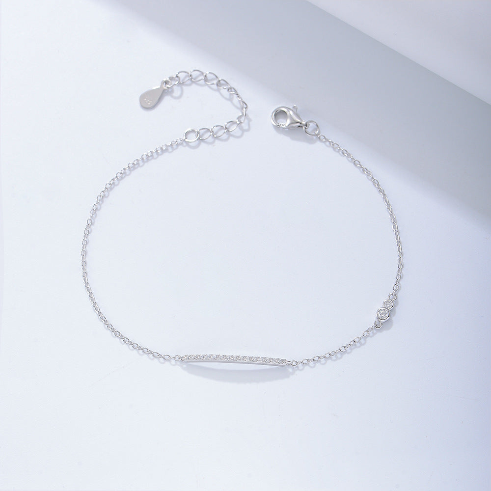S925 Sterling Silver Simple Zircon Inlaid Bracelet