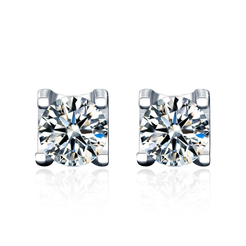 S925 Sterling Silver Korean Style Simple Elegance Moissanite Bull Head Earrings
