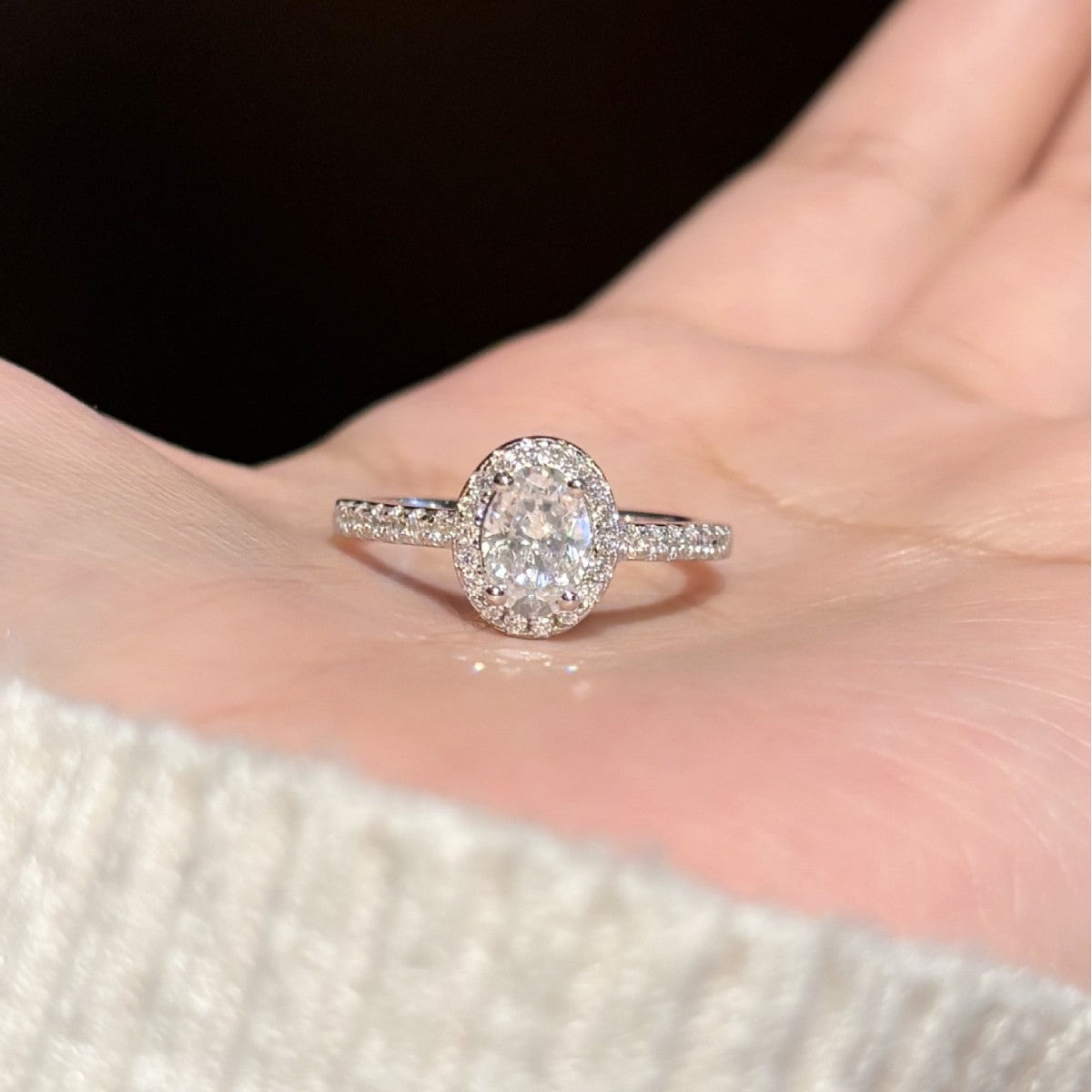 S925 Sterling Silver Moissanite Gemstone Ring