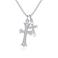 S925 Sterling Silver Moissanite Double Cross Necklace