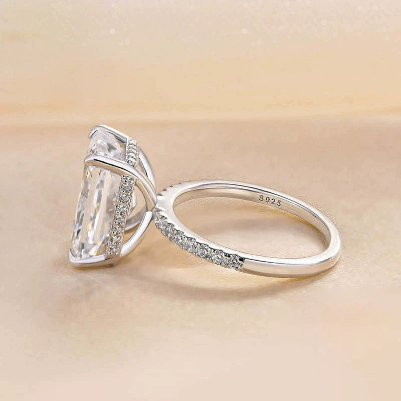 S925 silver set with 7 × 9mm Redeen zircon light luxury ring