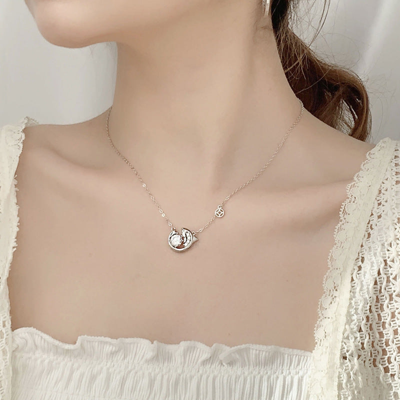 S925 Sterling Silver Moissanite Fancy Carp Pendant Necklace