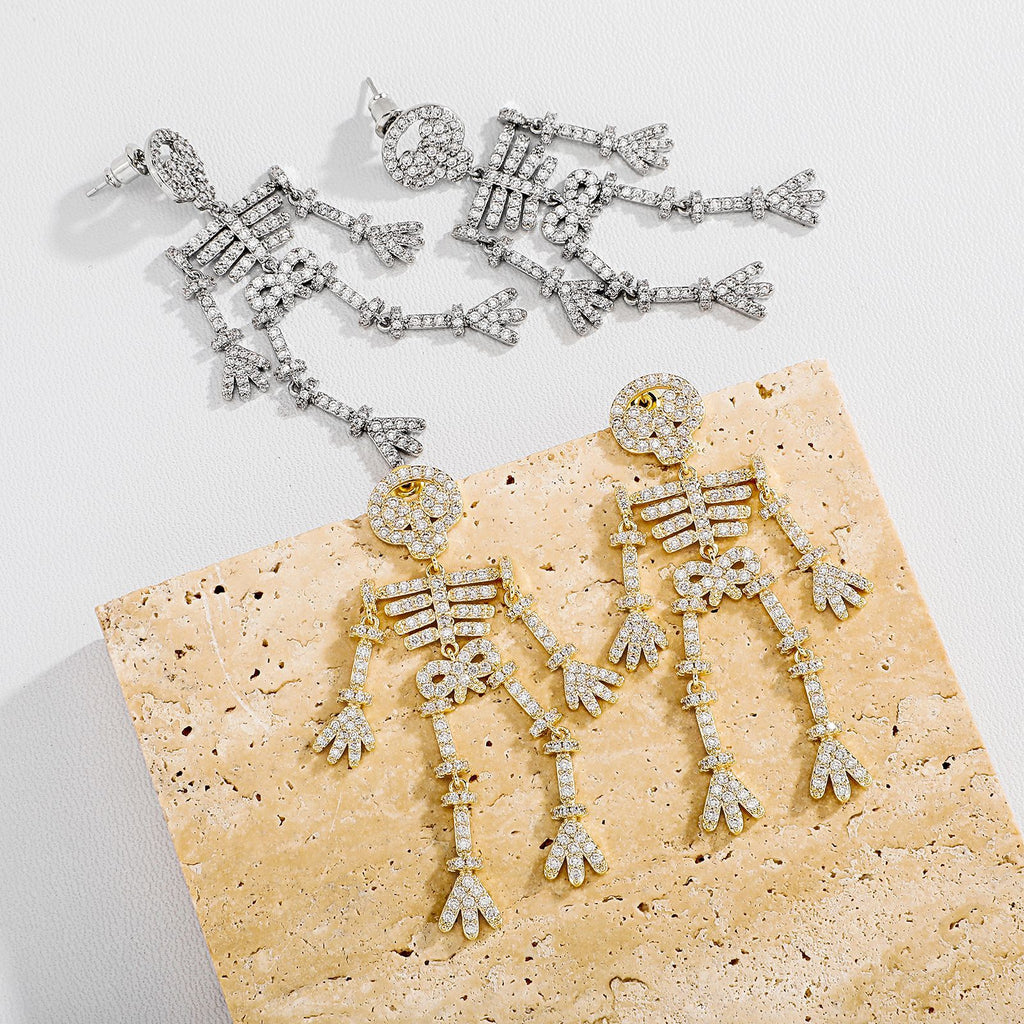 S925 Sterling Silver Halloween Novelty Bleeding Skull Earrings