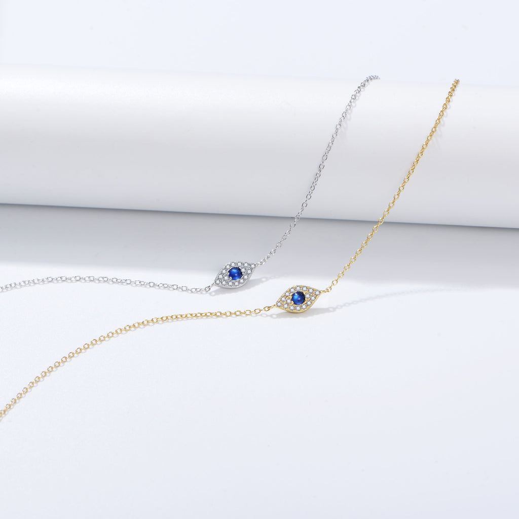 S925 Sterling Silver Devil's Eye Micro Inlaid Zircon Bracelet and Anklet Set