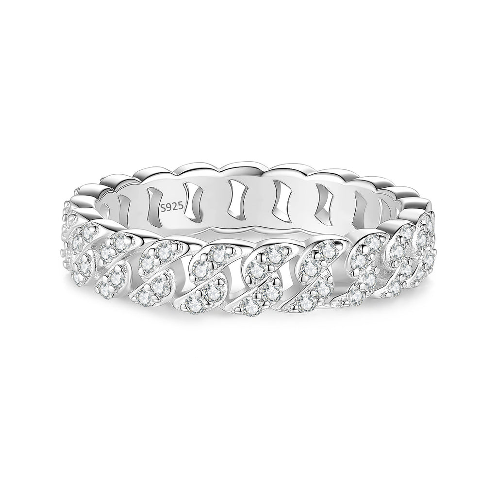 S925 Sterling Silver Moissanite Ring Plated with PT950 Platinum