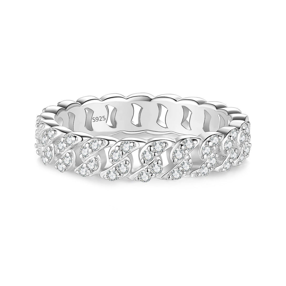 S925 Sterling Silver Moissanite Ring Plated with PT950 Platinum