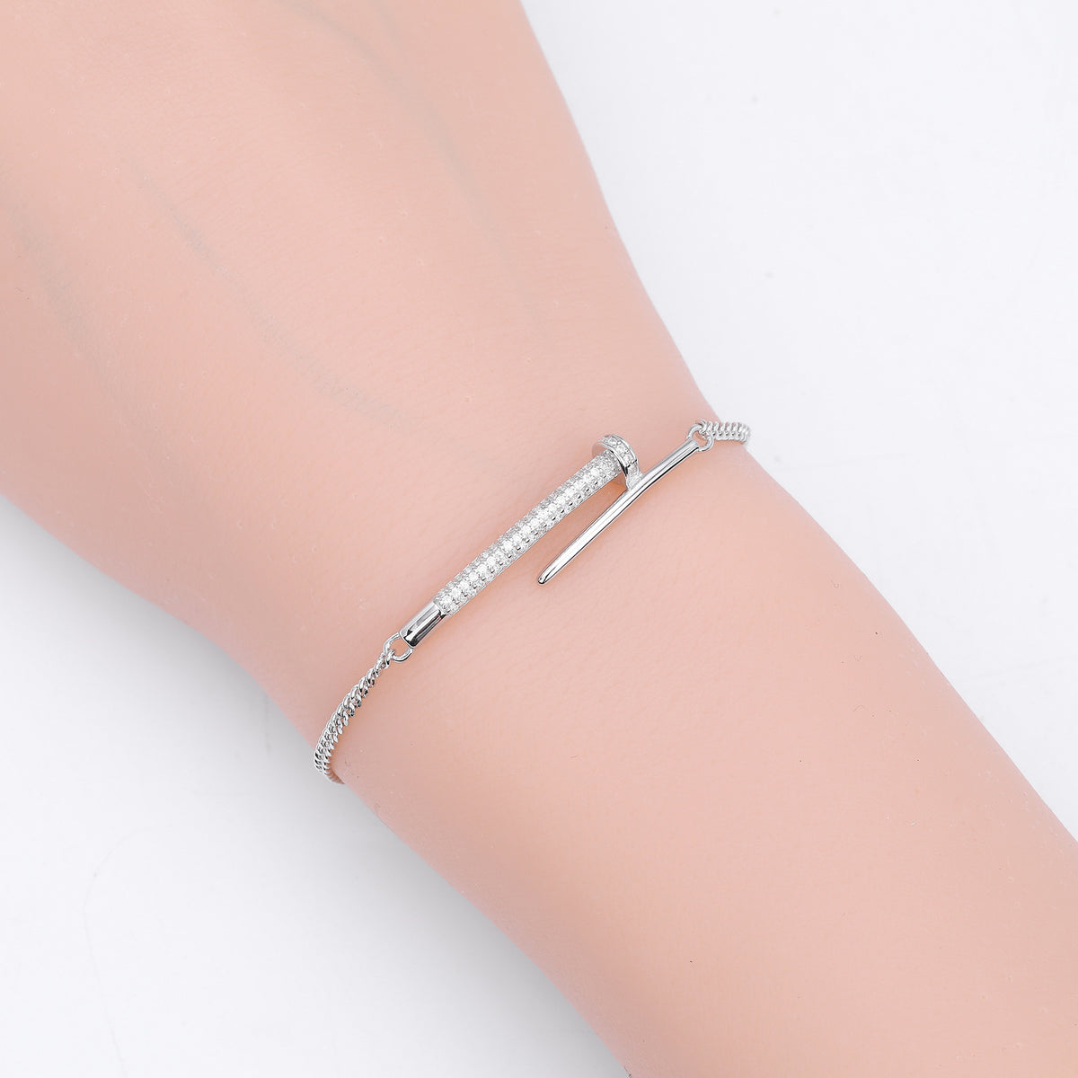 S925 Sterling Silver Studded Bracelet with Zirconia