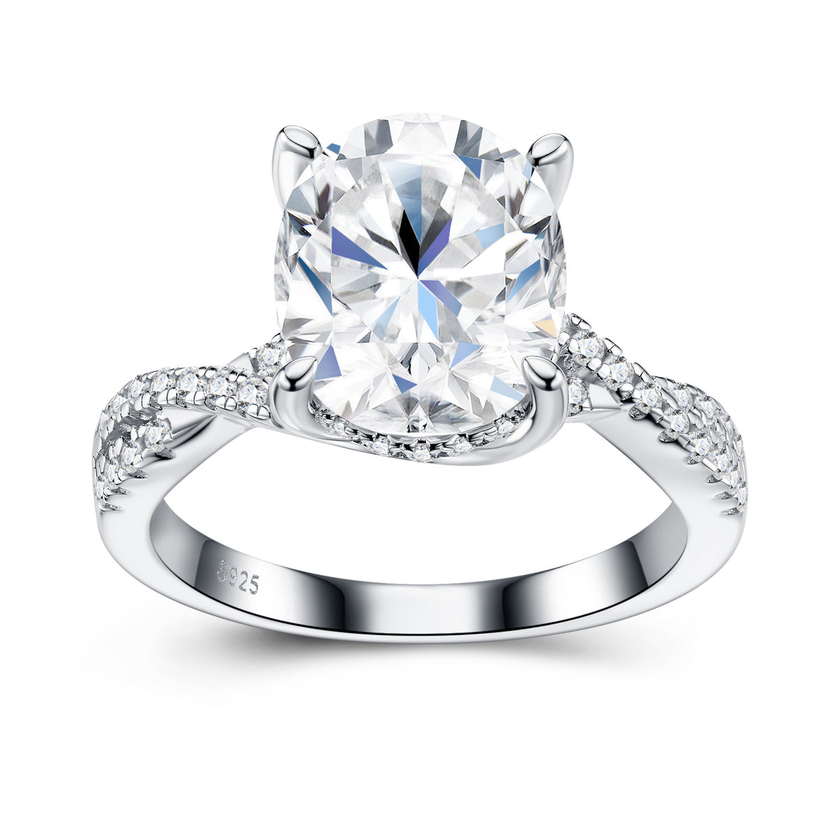 S925 Sterling Silver Ring with Large-Carat Moissanite