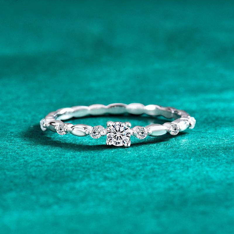 S925 Sterling Silver Lace Moissanite Pile Diamond Ring