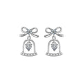 S925 Sterling Silver Moissanite Bow Bell Earrings Christmas Jewelry