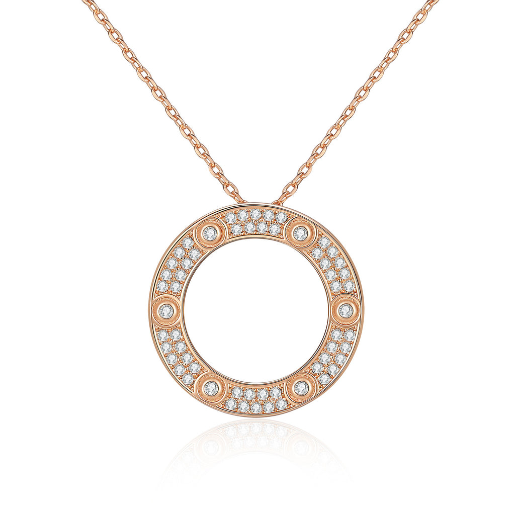 S925 Silver "Starry Sky" Moissanite Necklace with Circular Pendant
