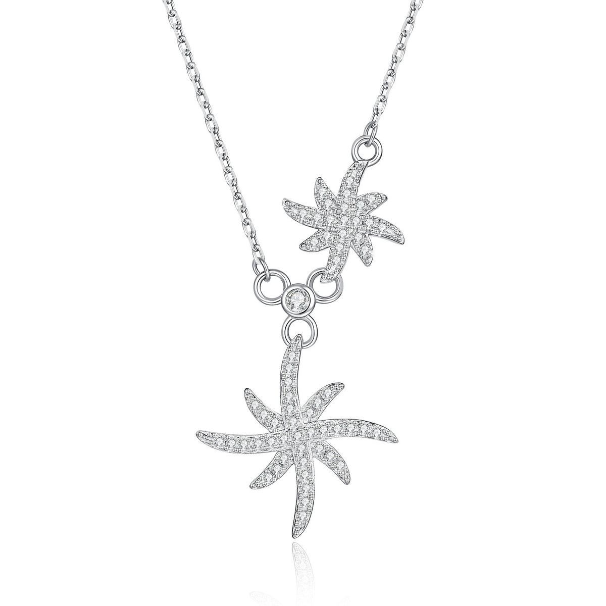 S925 Sterling Silver Hexagram Moissanite Pendant Necklace