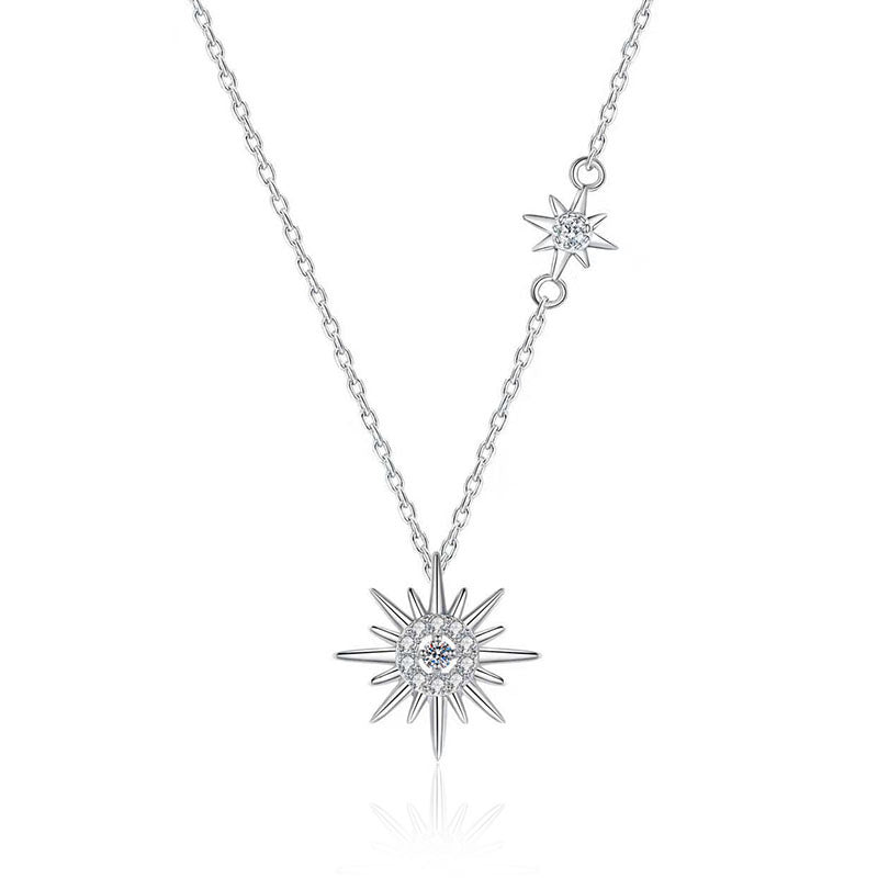 S925 Sterling Silver Moissanite Sun-shaped Pendant Necklace