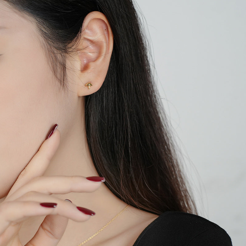 S925 Sterling Silver Mushroom Stud Earrings