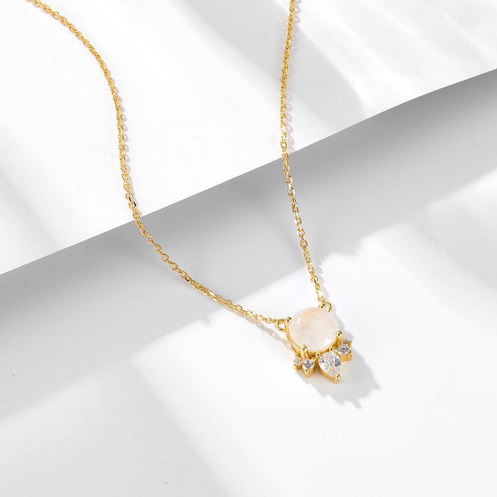 S925 Sterling Silver Natural Moonstone Necklace