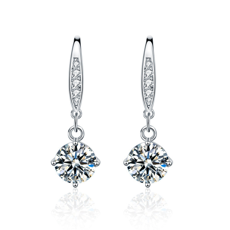 Elegant 925 Sterling Silver Moissanite Hook Earrings