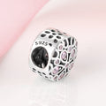 S925 Sterling Silver Inlaid Pink Diamond Hollow Flower Beaded Zircon Pendant