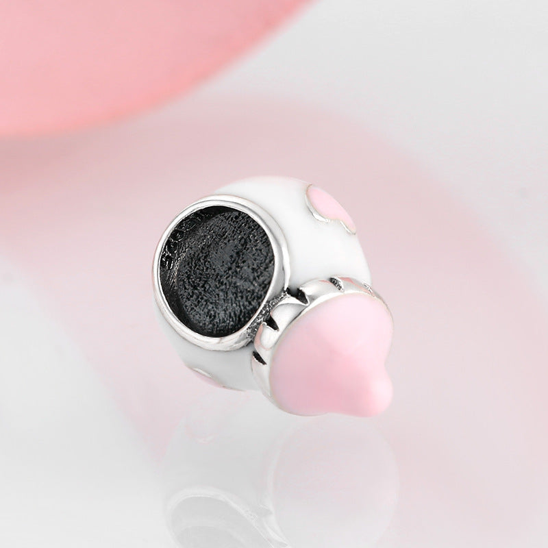 S925 Sterling Silver Baby Bottle Bead Pendant