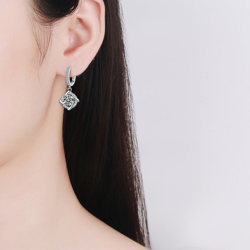 Moissanite  Windmill Style Hoop Earrings -925 Sterling Silver