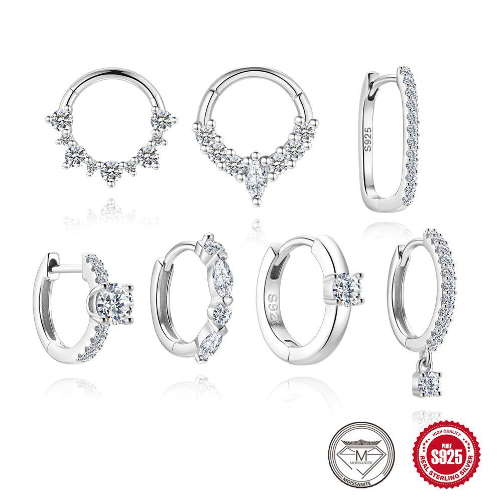 S925 Sterling Silver Moissanite Smooth-Finish Earrings