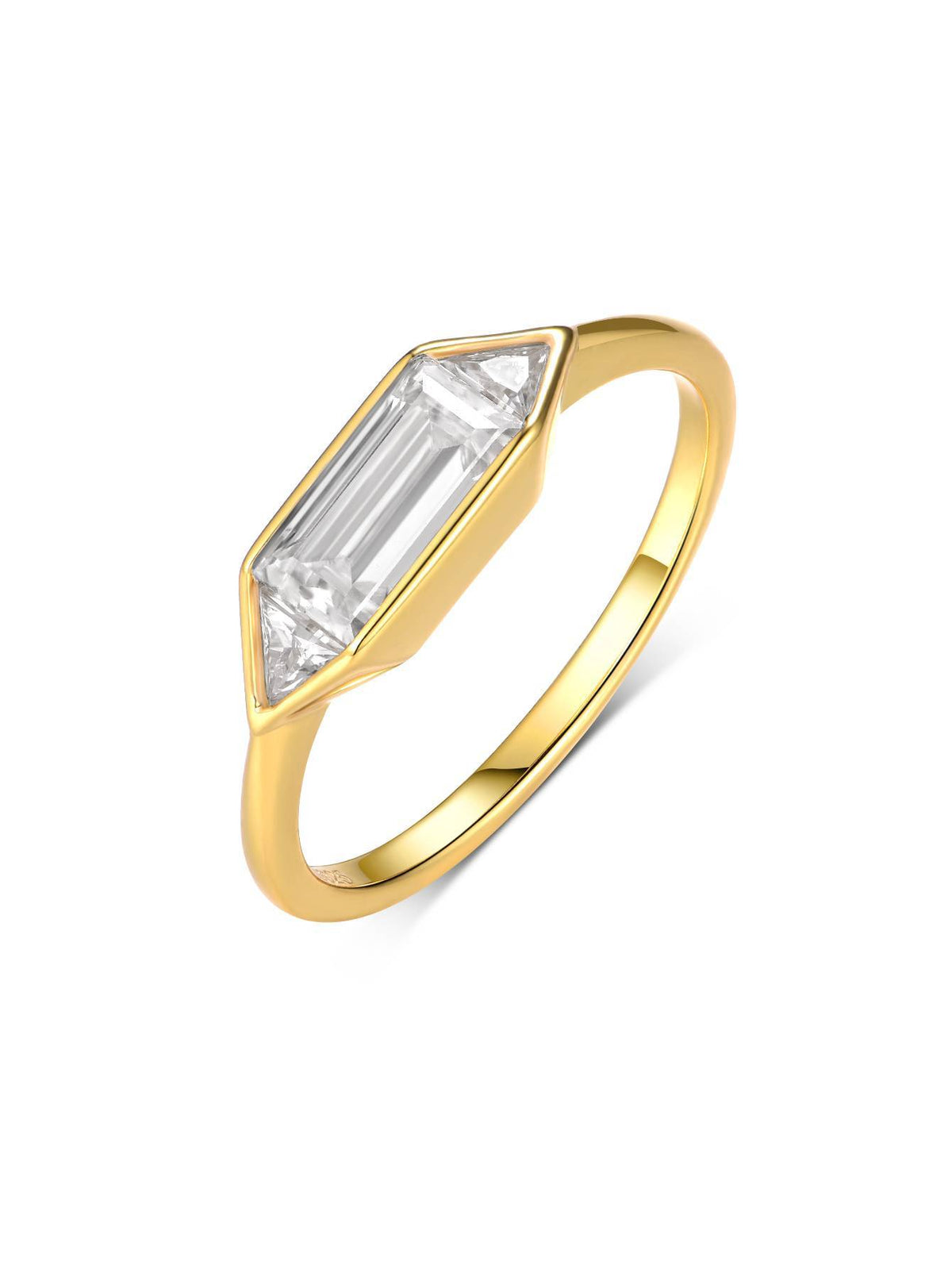 Geometric Hexagon Moissanite Ring in 925 Sterling Silver