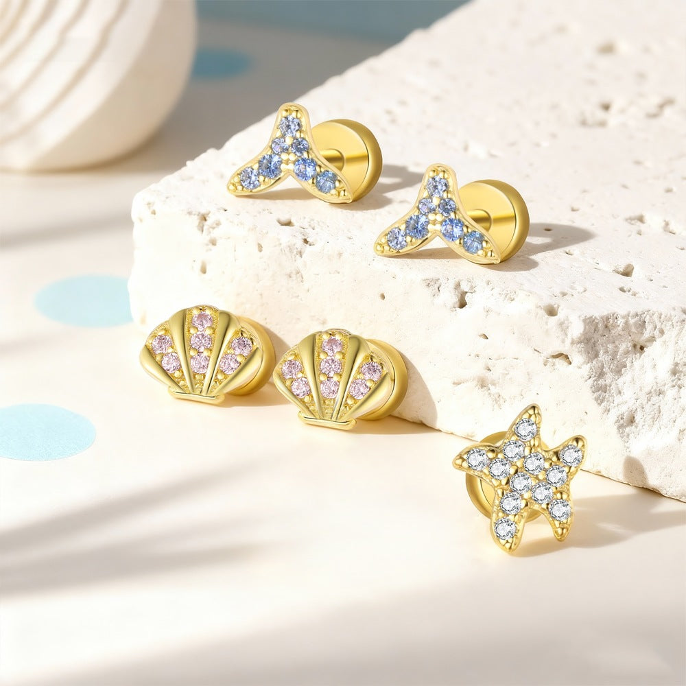 S925 Sterling Silver Zircon Stud Earrings