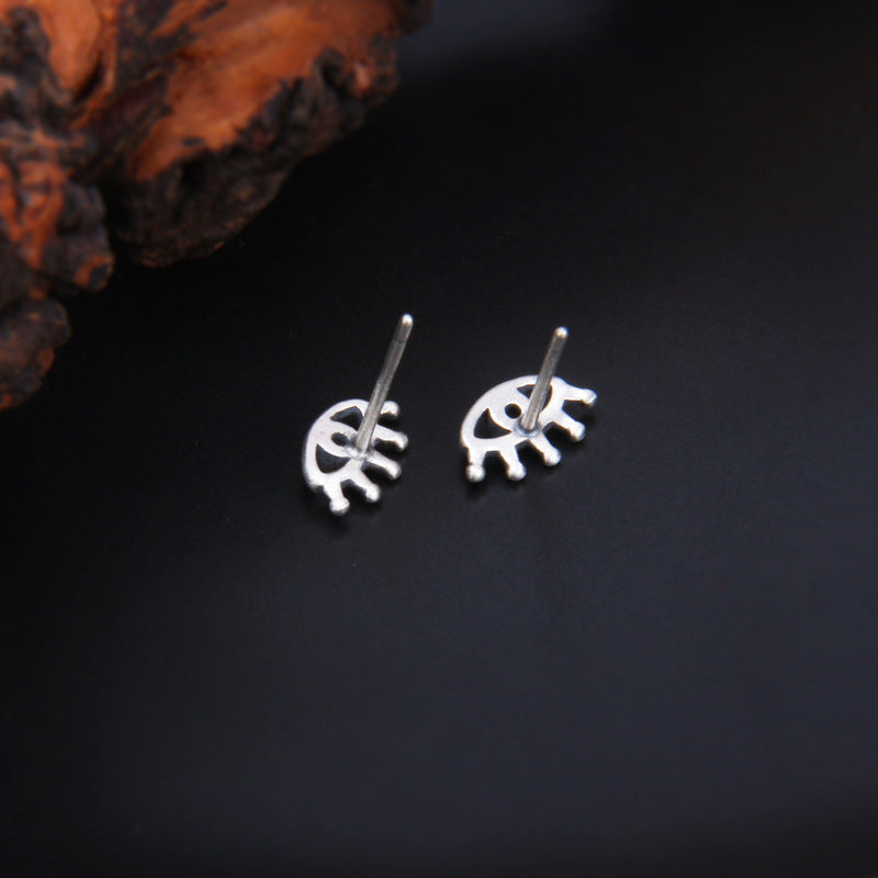 S925 Sterling Silver Halloween Green Demon Eye Stud Earrings with Eyelashes