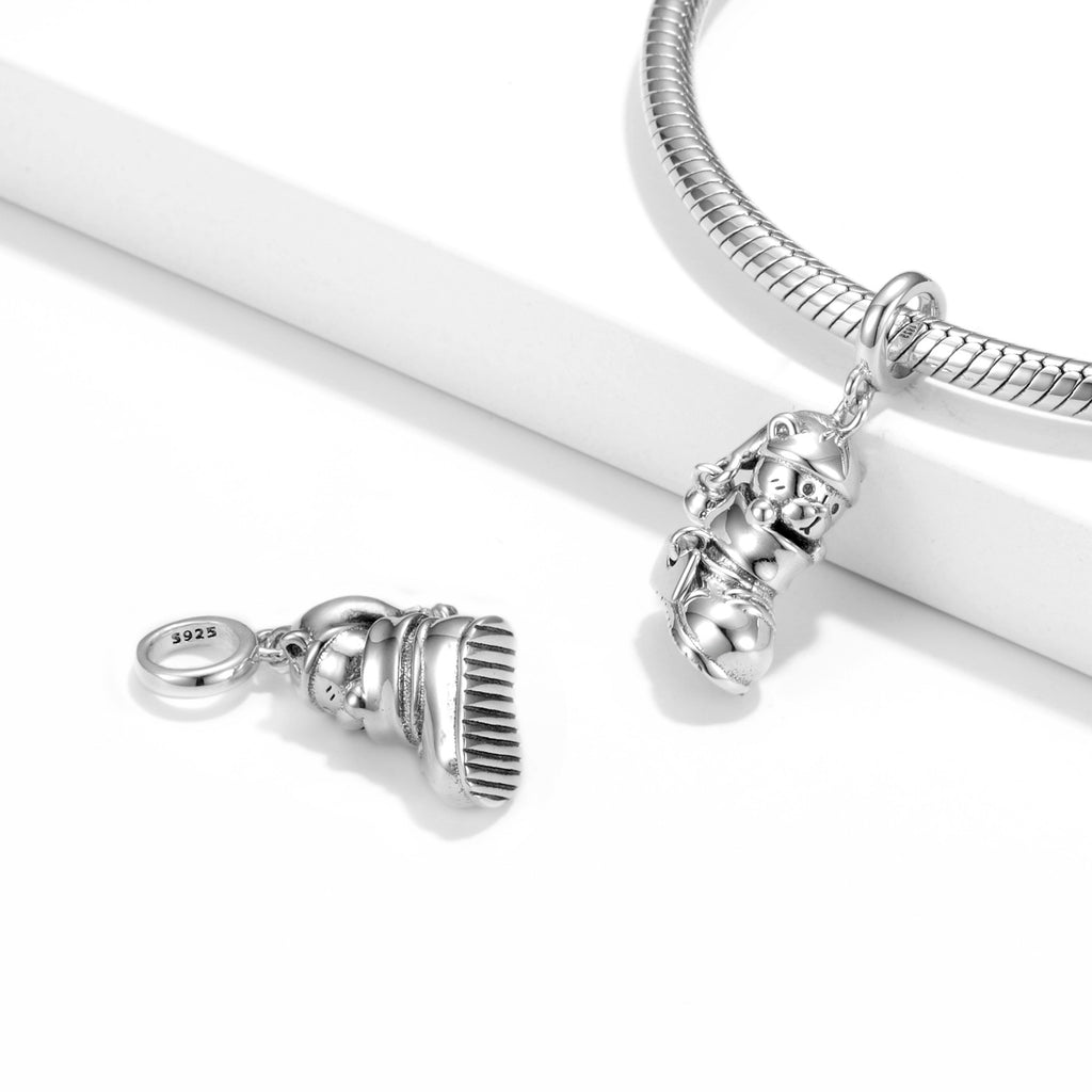 S925 Sterling Silver Bear Shoe Pendant