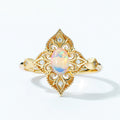 S925 Sterling Silver Gold-Plated Vintage Style Natural Opal Zircon Ring