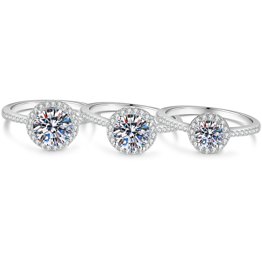 S925 Sterling Silver Bezel-Set Moissanite Ring