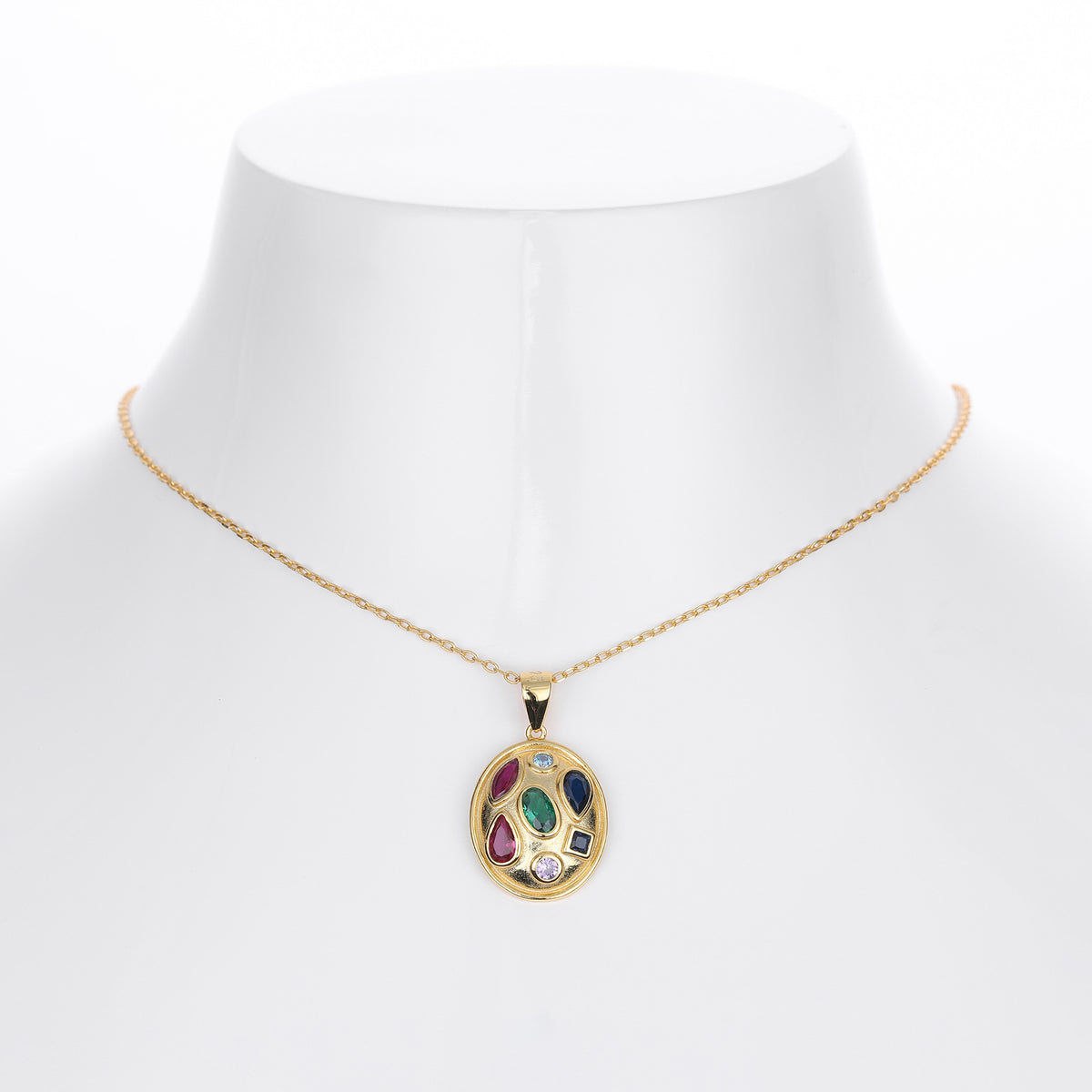 S925 Sterling Silver Color Zirconium Pendant Necklace