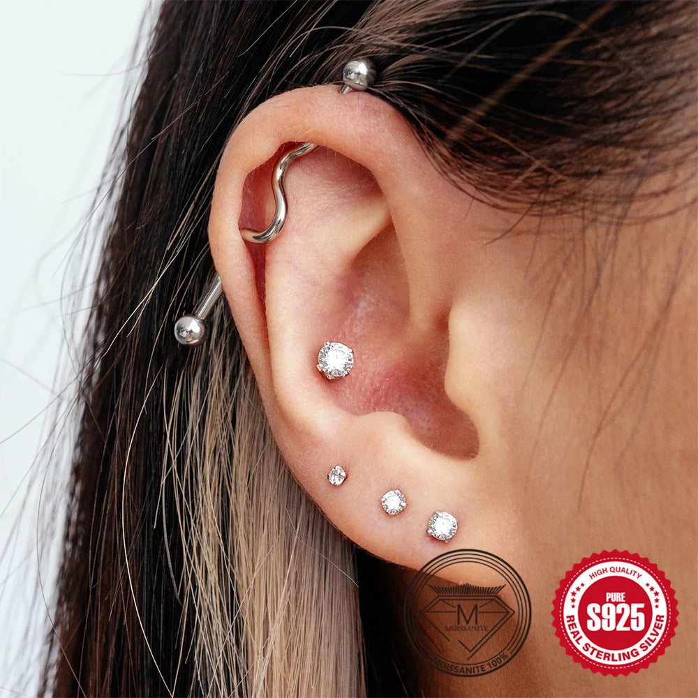 S925 Sterling Silver Floral Moissanite Stud Earrings