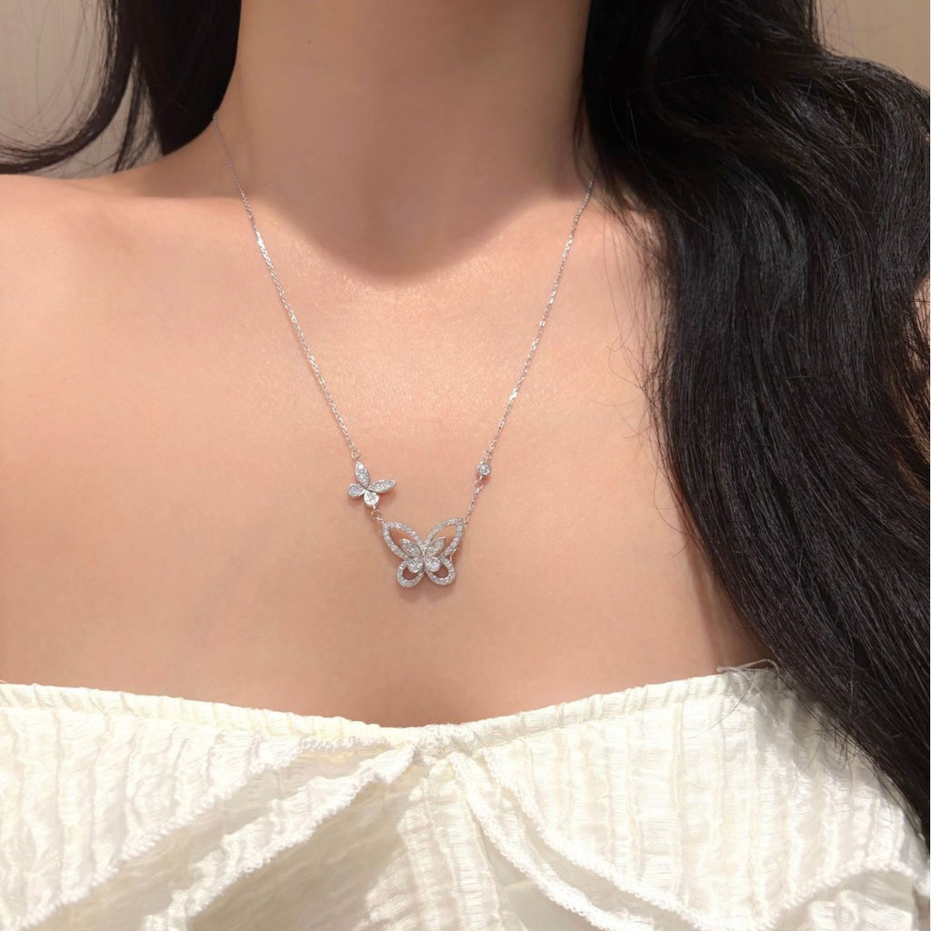 S925 Sterling Silver Phantom Butterfly Moissanite Pendant Necklace