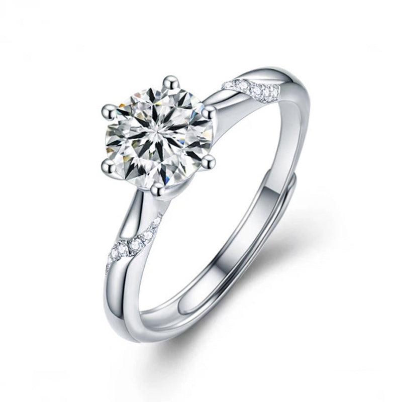 S925 Sterling Silver Moissanite Stars & Ocean Couple Ring