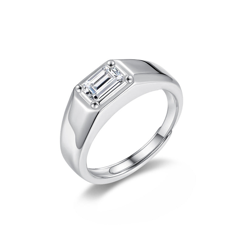 S925 Sterling Silver Moissanite Simple Ring