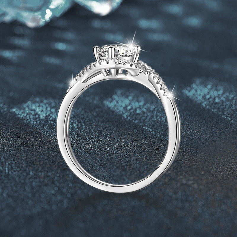 S925 Sterling Silver Moissanite Spinning Ring