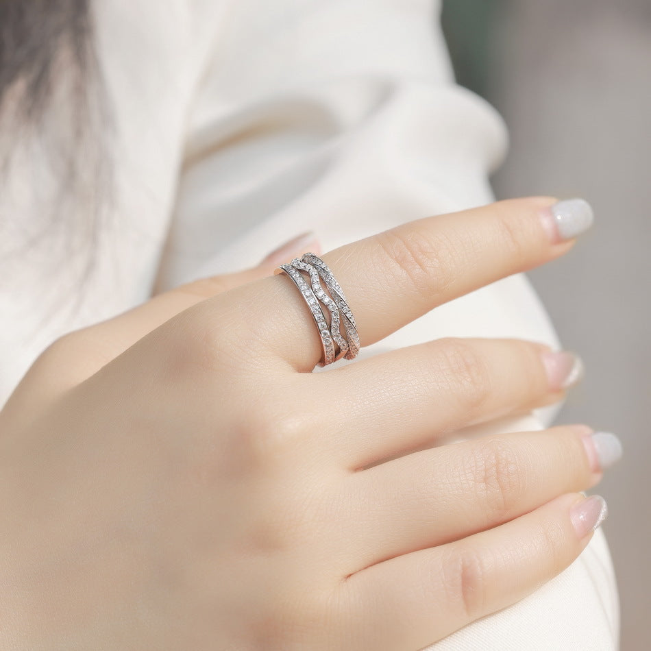 S925 Sterling Silver Thin-Band Moissanite Ring