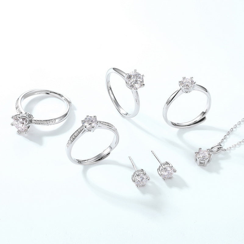 S925 Silver D-Color Brilliant Moissanite Ring