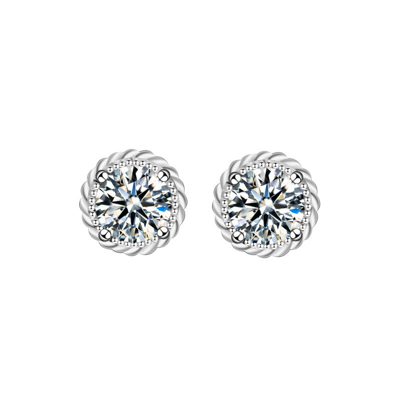 925 Silver Round Moissanite Stud Earrings
