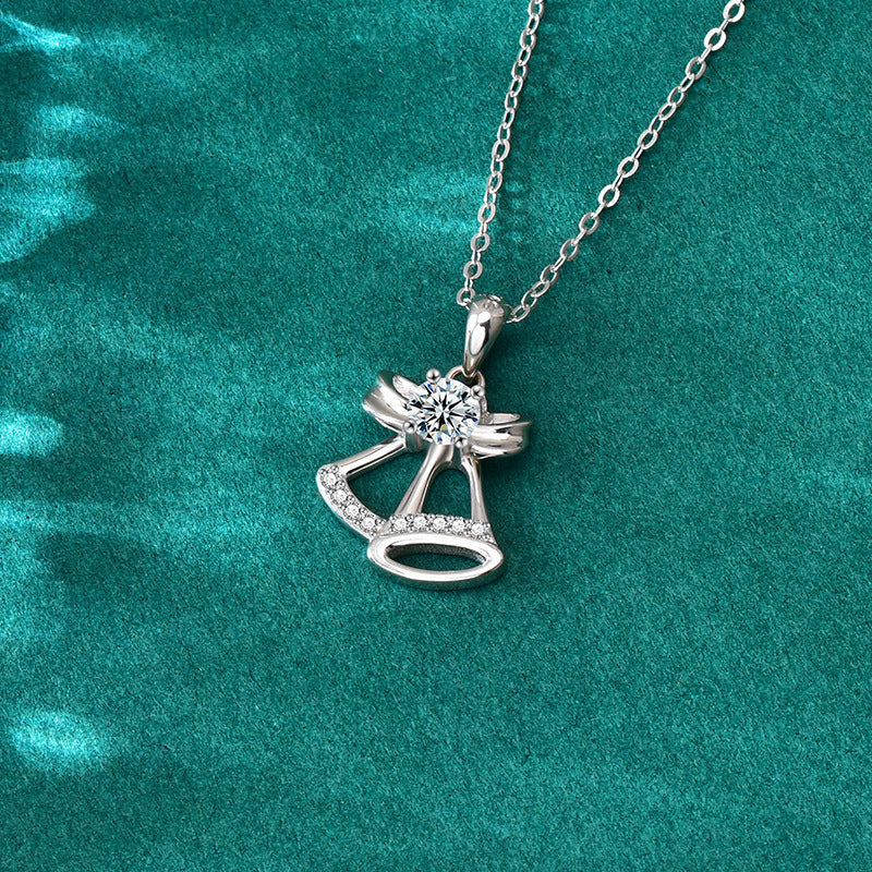 S925 Sterling Silver Moissanite Christmas Bell Pendant Necklace